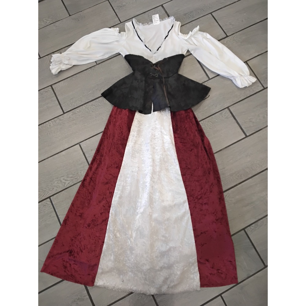 Tavern Lady Renaissance Costume Dress‎ Cold Shoulder Peasant Gown One Size